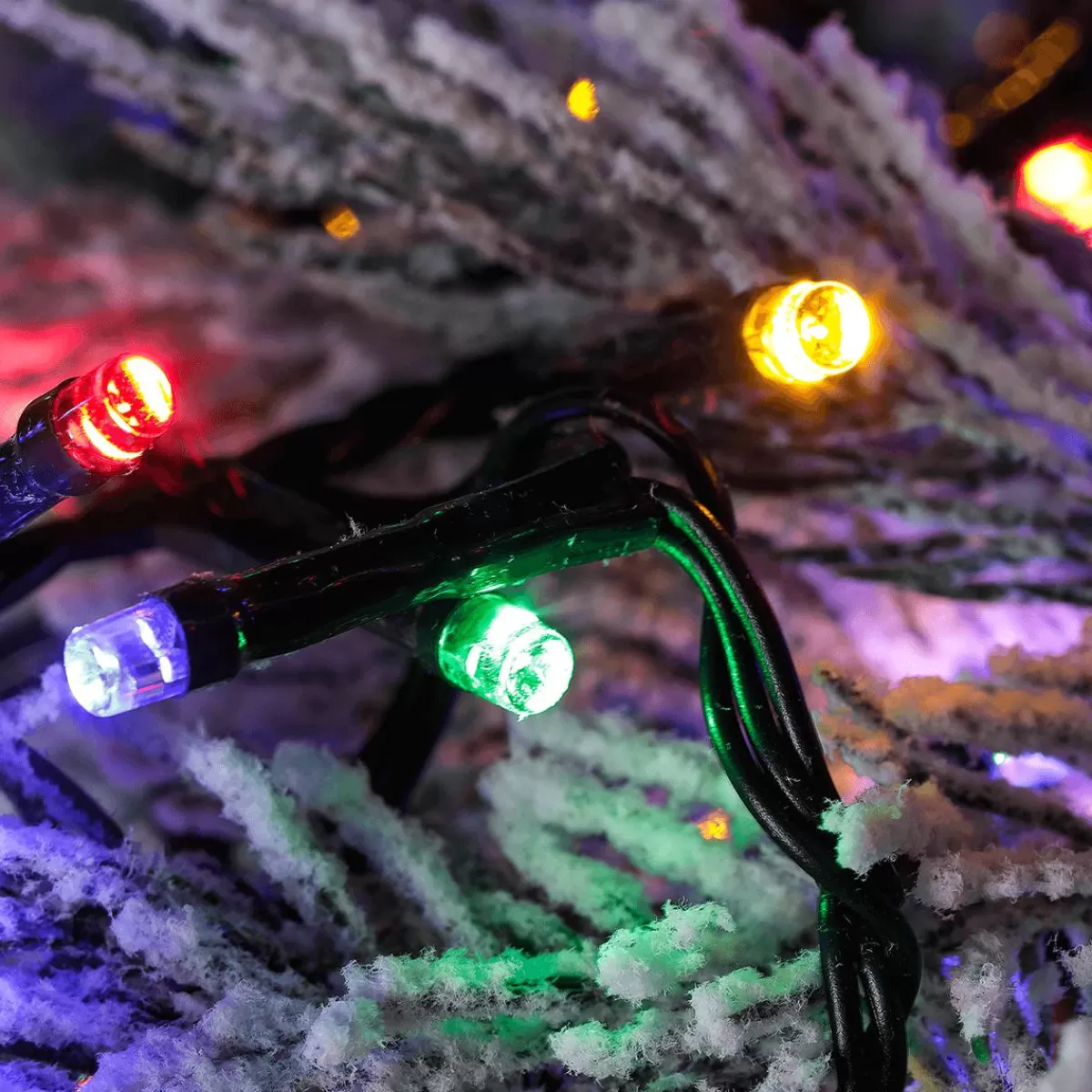 DecoWoerner 3in1 Light Chain: Colourful, Warm Yellow Or Alternating Flashing LED Light Chain With Timer, For Outside, 16 M