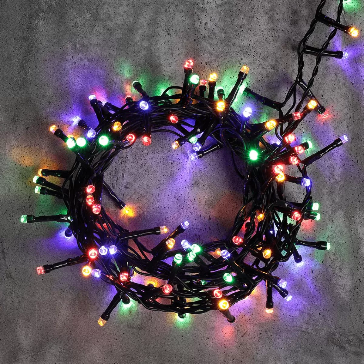 DecoWoerner 3in1 Light Chain: Colourful, Warm Yellow Or Alternating Flashing LED Light Chain With Timer, For Outside, 16 M