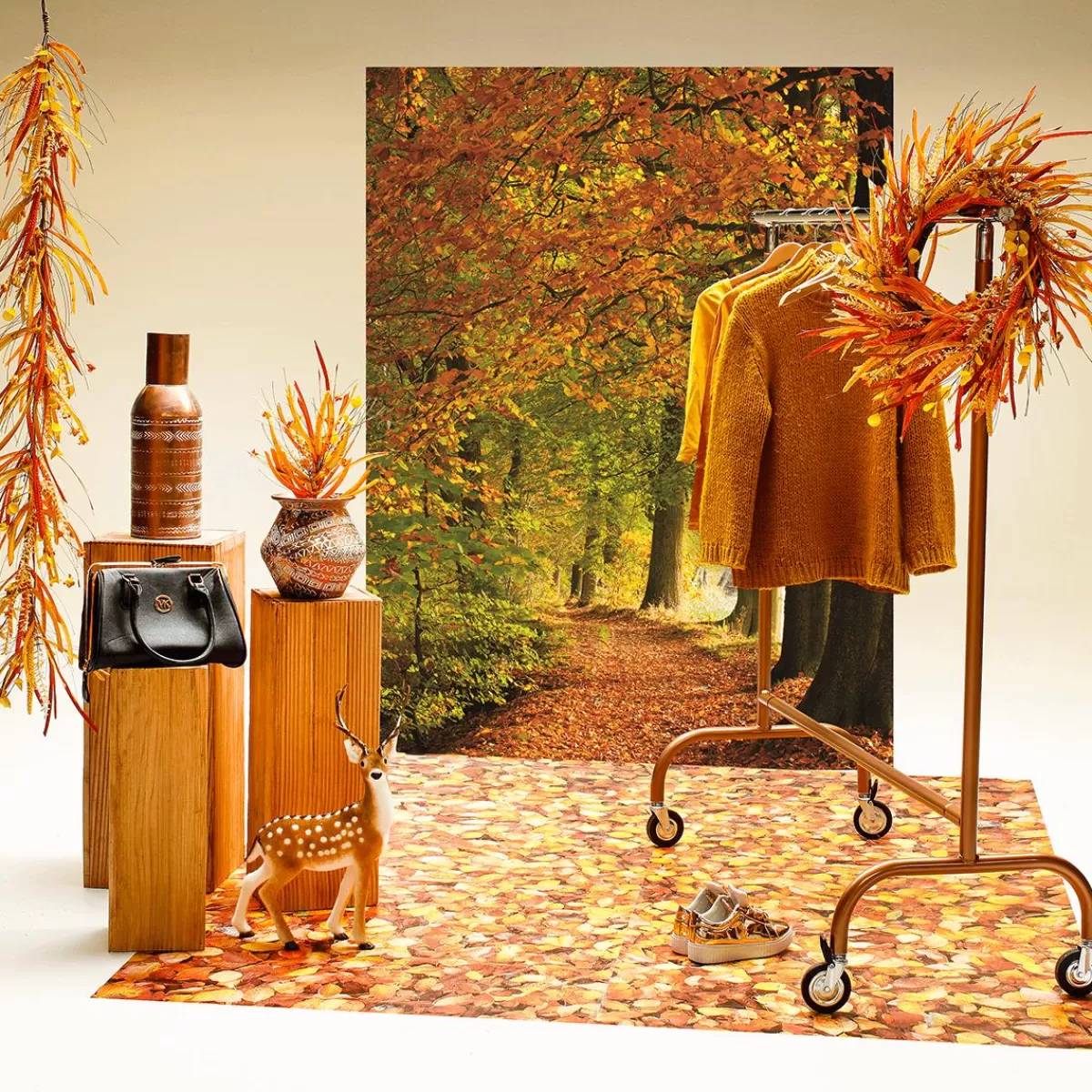 DecoWoerner Artificial Autumn Decoration Branch "Autumn Mix" 2 Pieces 55 Cm