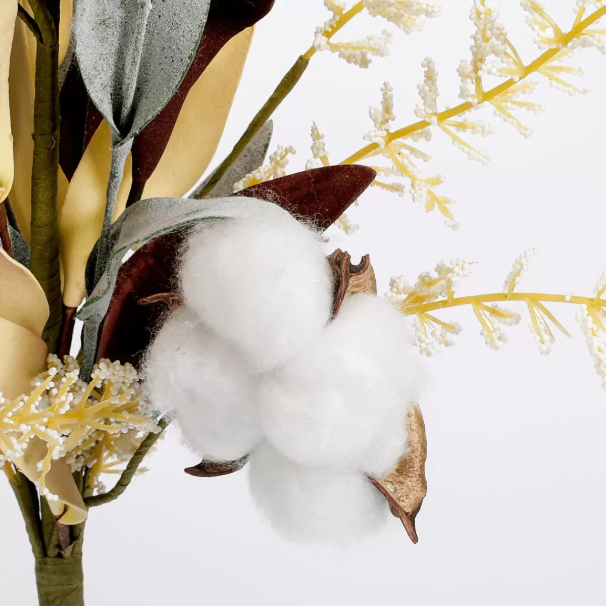 DecoWoerner Artificial Branch "Cotton Flower Grass Mix" 25 X 58 Cm