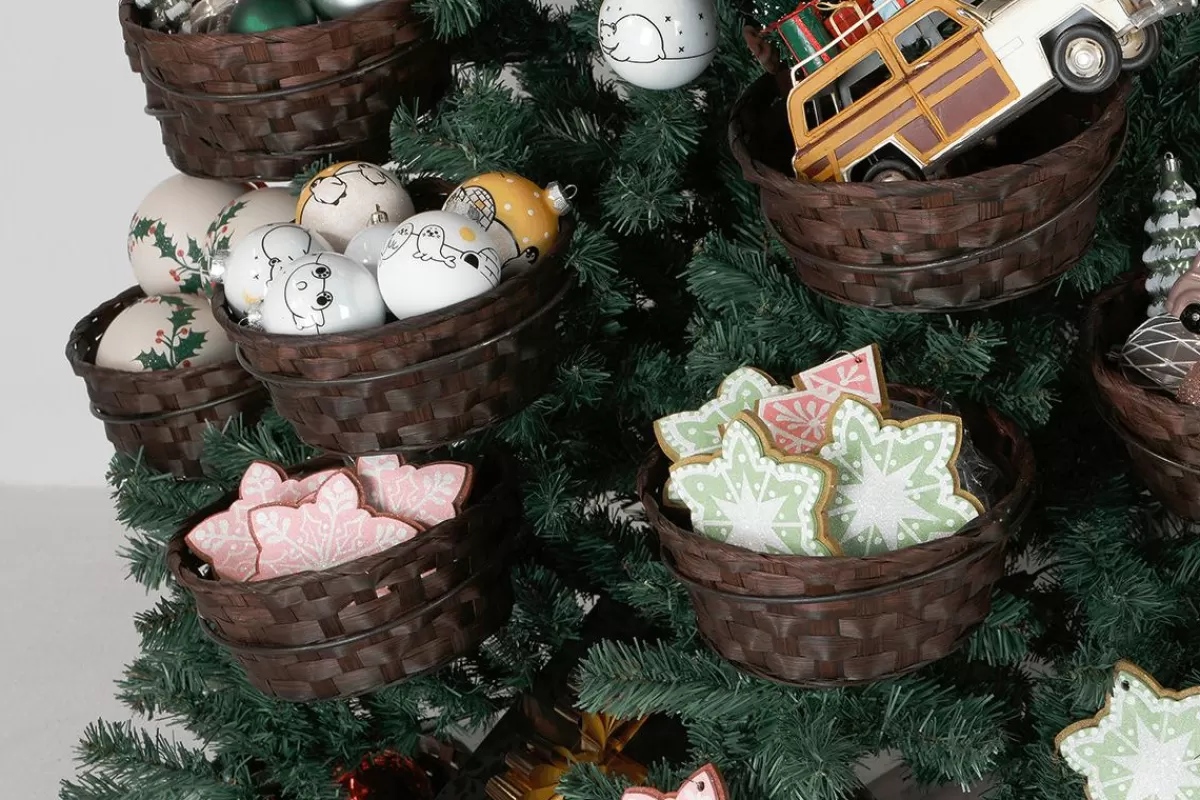 DecoWoerner Artificial Christmas Tree With 20 Baskets For Gifts And Merchandise 195 Cm