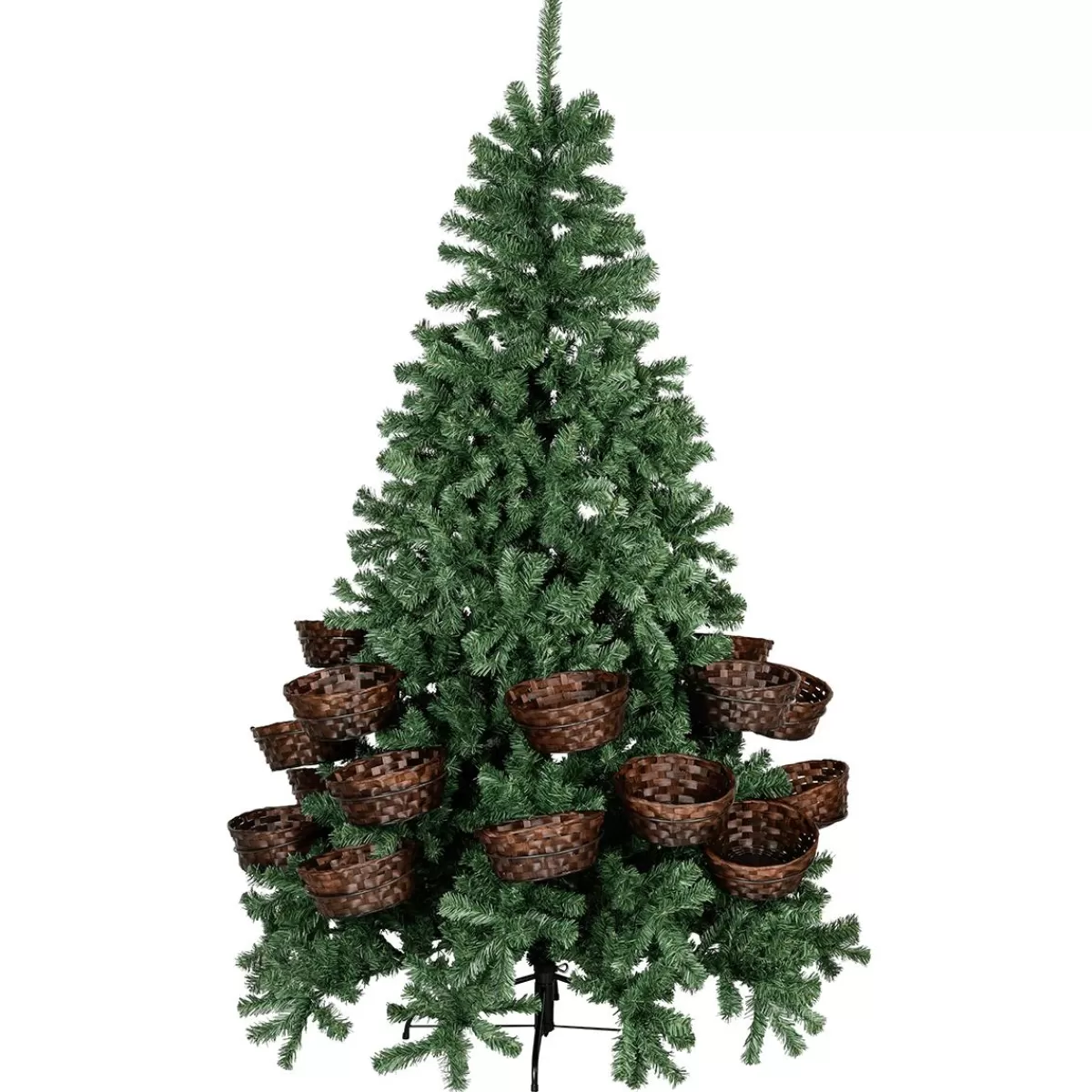 DecoWoerner Artificial Christmas Tree With 20 Baskets For Gifts And Merchandise 195 Cm
