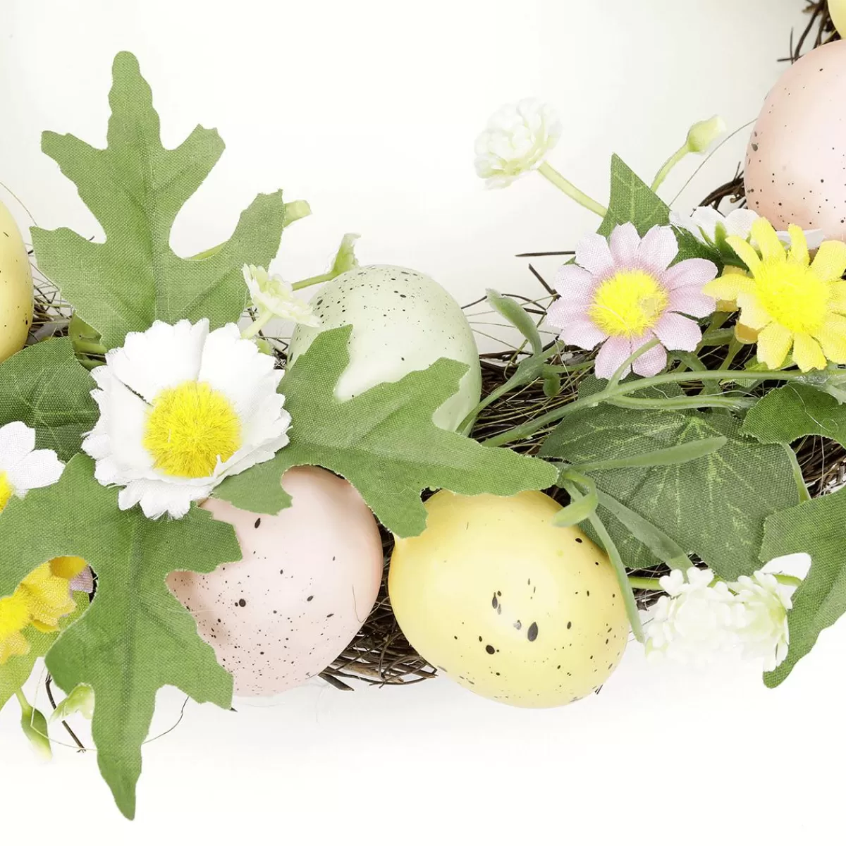 DecoWoerner Artificial Easter Egg Wreath In Pastel Colors 32 Cm Ø