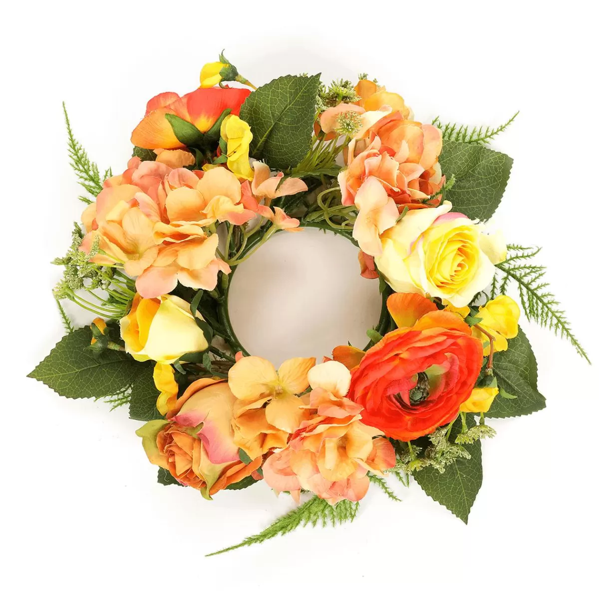 DecoWoerner Artificial Hydrangea Rose Flower Door Wreath 30 Cm Ø