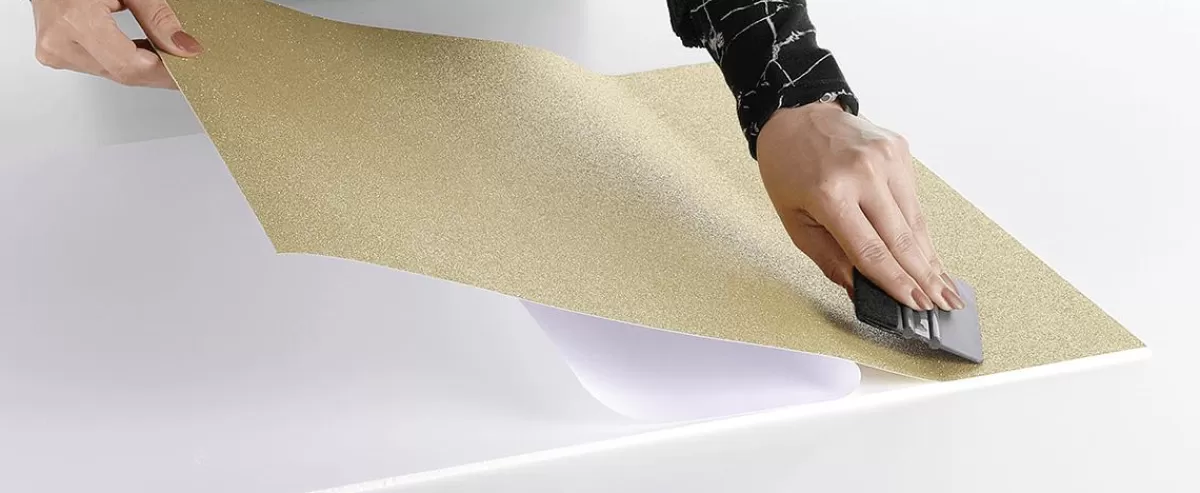 DecoWoerner Champagne-coloured Glitter Adhesive Film 50 Cm X 5 M Roll