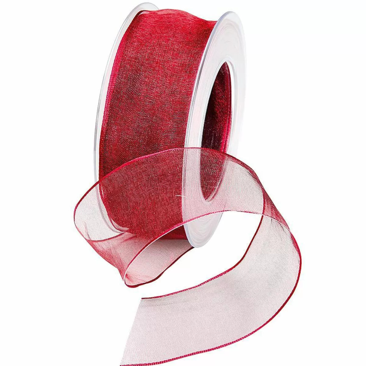 DecoWoerner Chiffon Ribbon With Wire Bordeaux Width 25 Mm