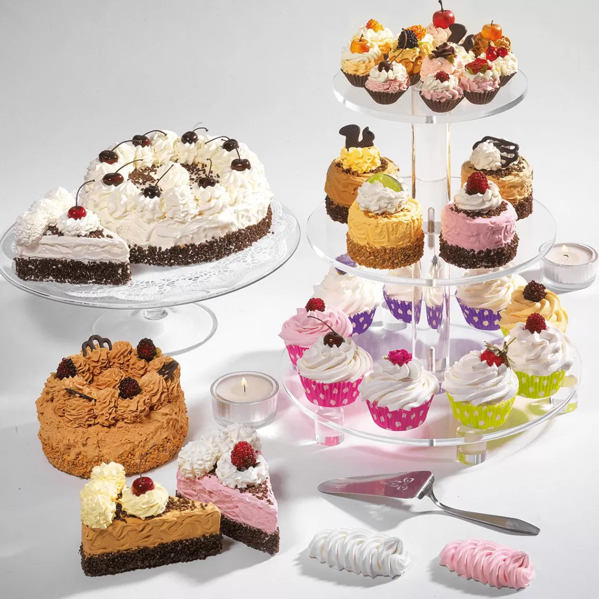 DecoWoerner Chocolate Cake Pieces, Set Of 2 Food Dummies 12 Cm