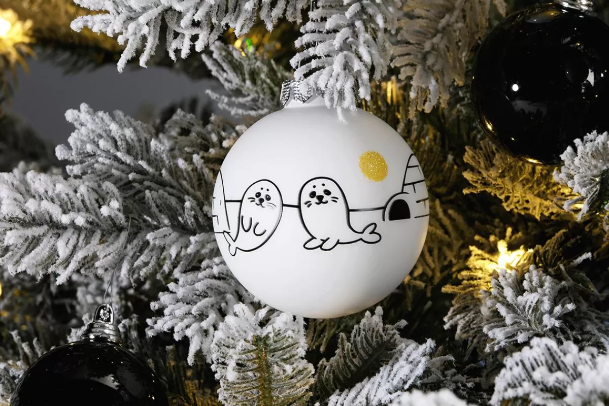DecoWoerner Christmas Baubles Made Of Glass "Arctic" 8 Cm, 12 Pcs