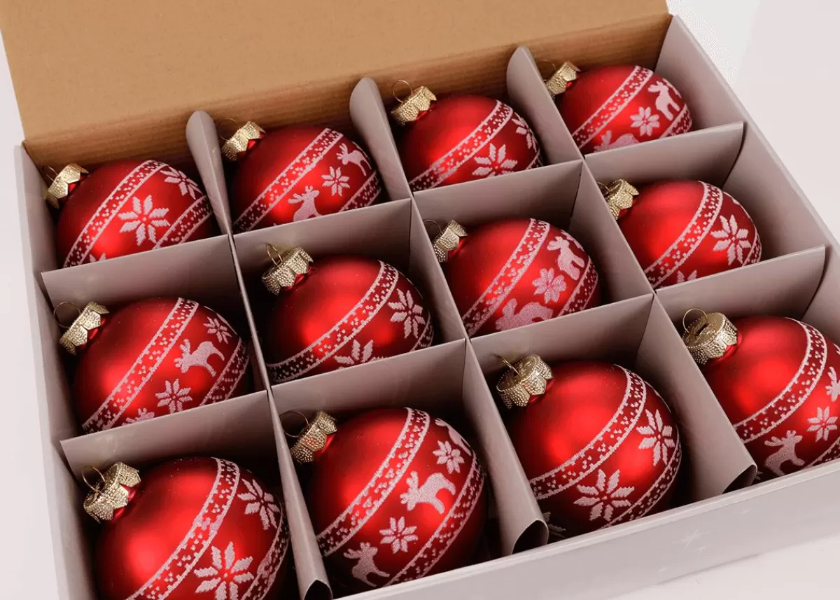 DecoWoerner Christmas Baubles Made Of Glass "Nordic" 8 Cm, 12 Pcs
