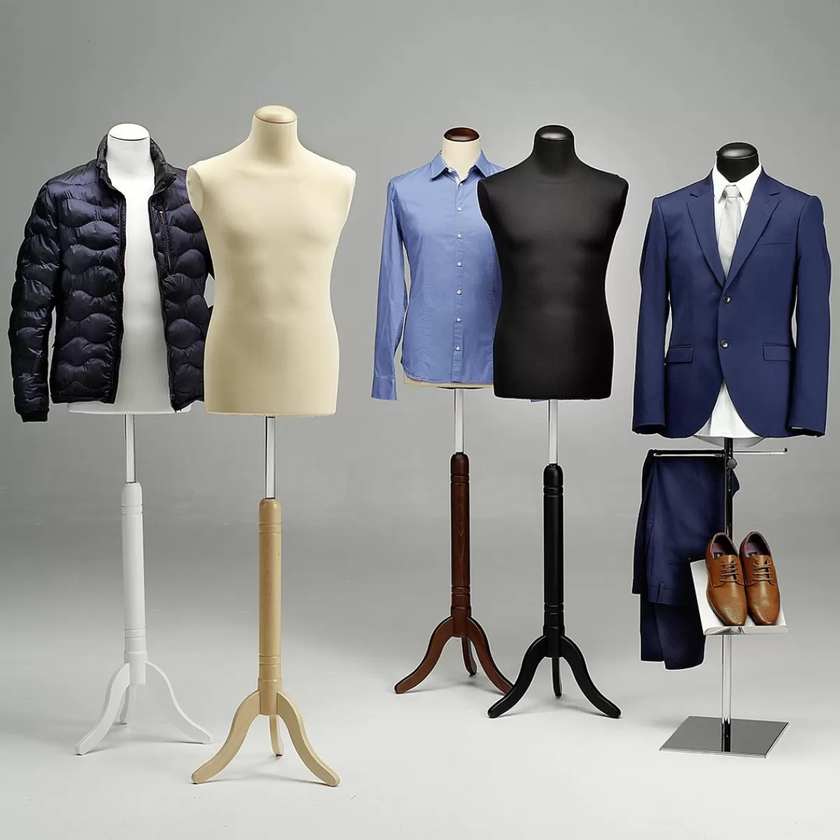 DecoWoerner Chrome Stand For Tailor's Busts With Shoe Presenter 40 X 40 X 100 Cm