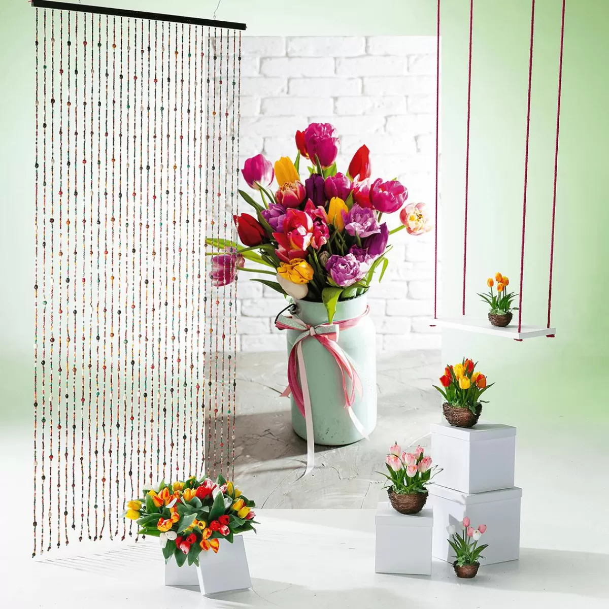 DecoWoerner Deco Curtain Coloured, Made Of Wood, 90 X 200 Cm