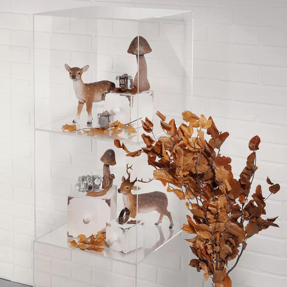 DecoWoerner Deco Mushroom 15 Cm High, 6 Cm Ø With 4 Small Mushroom Newcomers