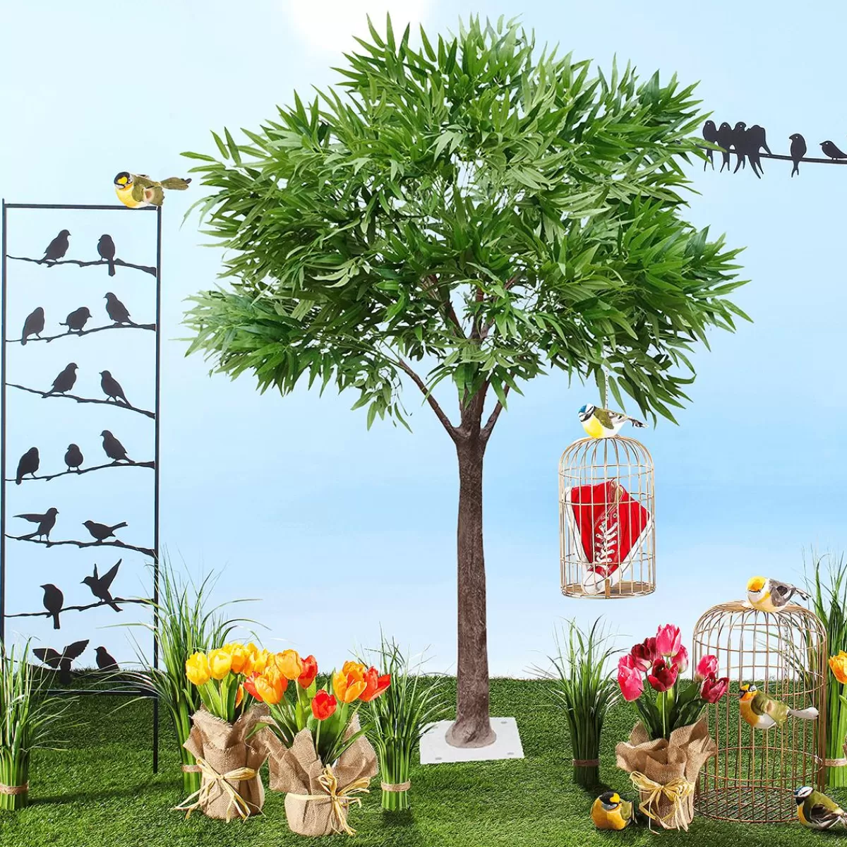 DecoWoerner Decoration Bird Green Yellow 19 Cm
