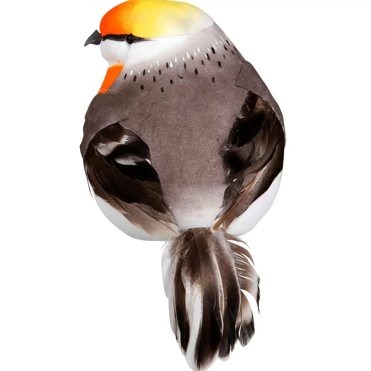 DecoWoerner Decoration Bird Grey Orange 19 Cm