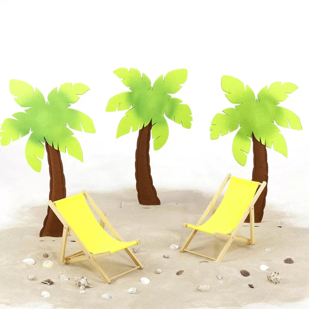 DecoWoerner Decoration Felt Palm Tree On Wooden Base 53,50 Cm