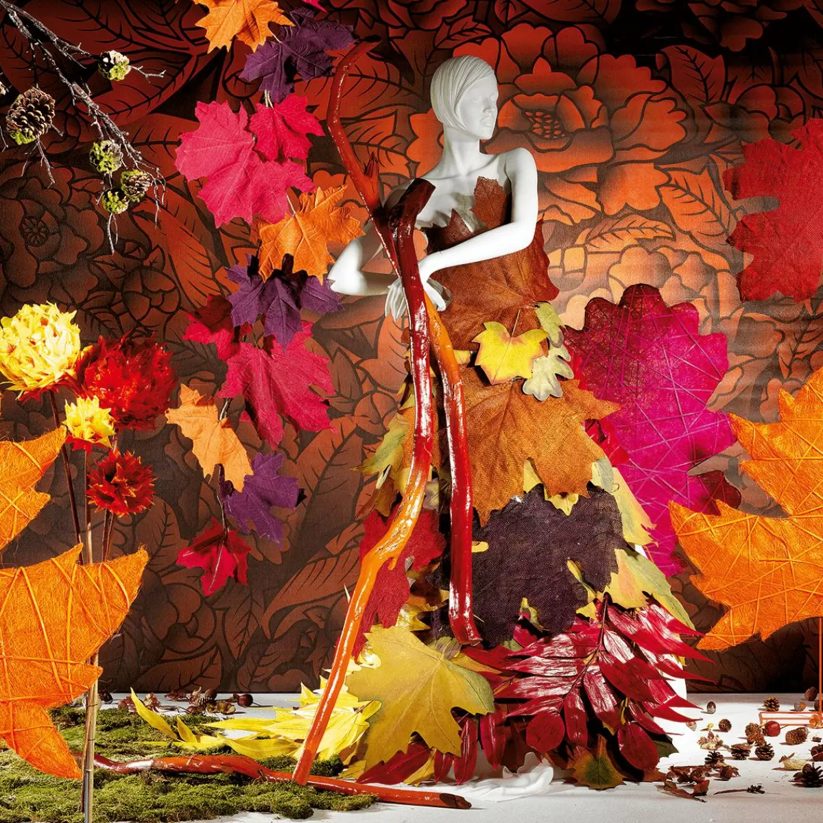 DecoWoerner Decorative Autumn Leaves 50 Cm, 4 Pcs