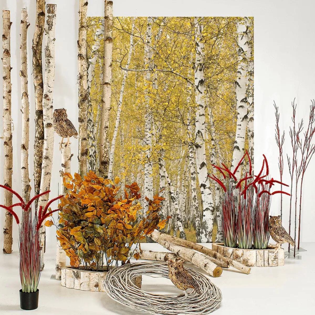 DecoWoerner Decorative Birch Trunks 200 Cm, 3 Pcs