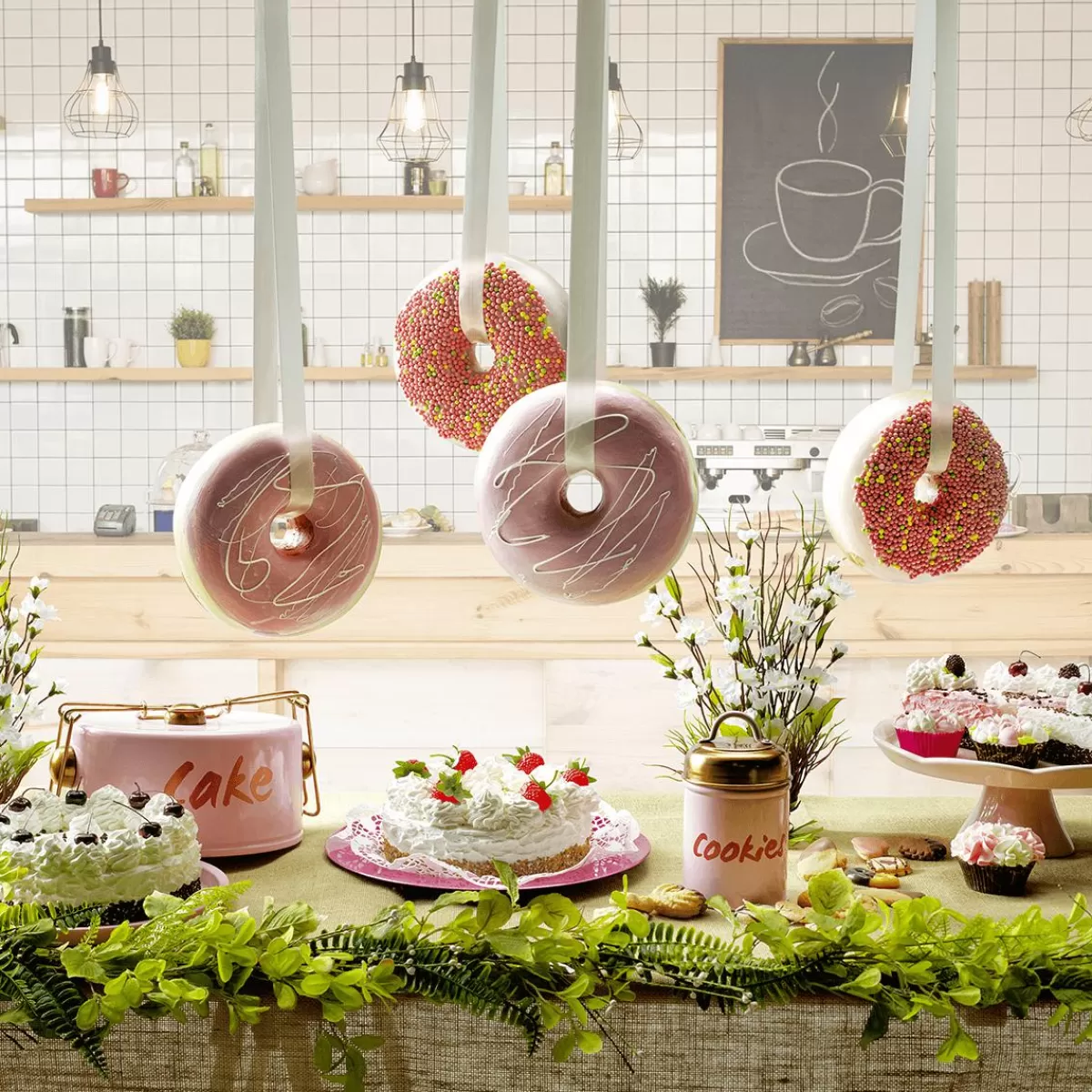 DecoWoerner Decorative Donut With Sugar Pearls 20 Cm Ø Colourful