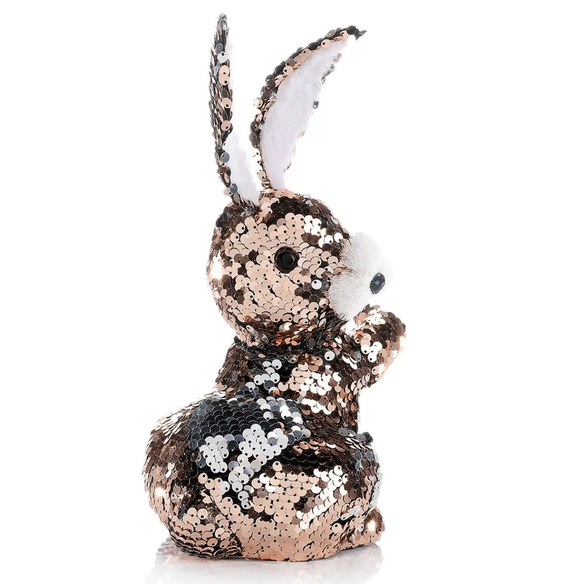 DecoWoerner Decorative Easter Bunny With Reversible Sequins Copper And , 21 Cm