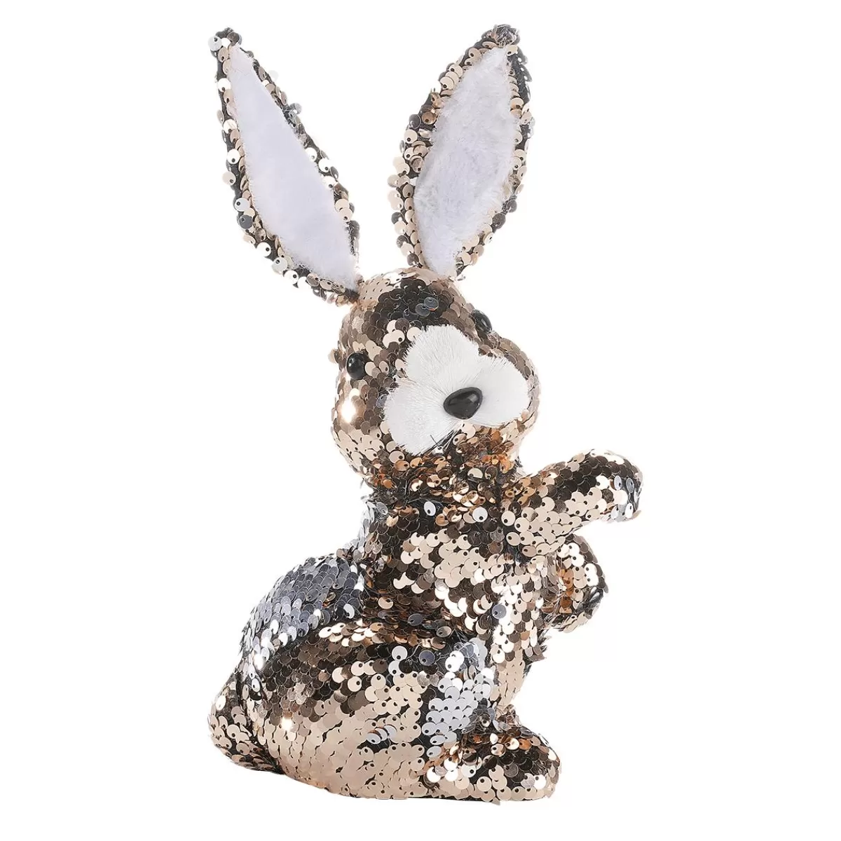 DecoWoerner Decorative Easter Bunny With Reversible Sequins Copper And , 21 Cm