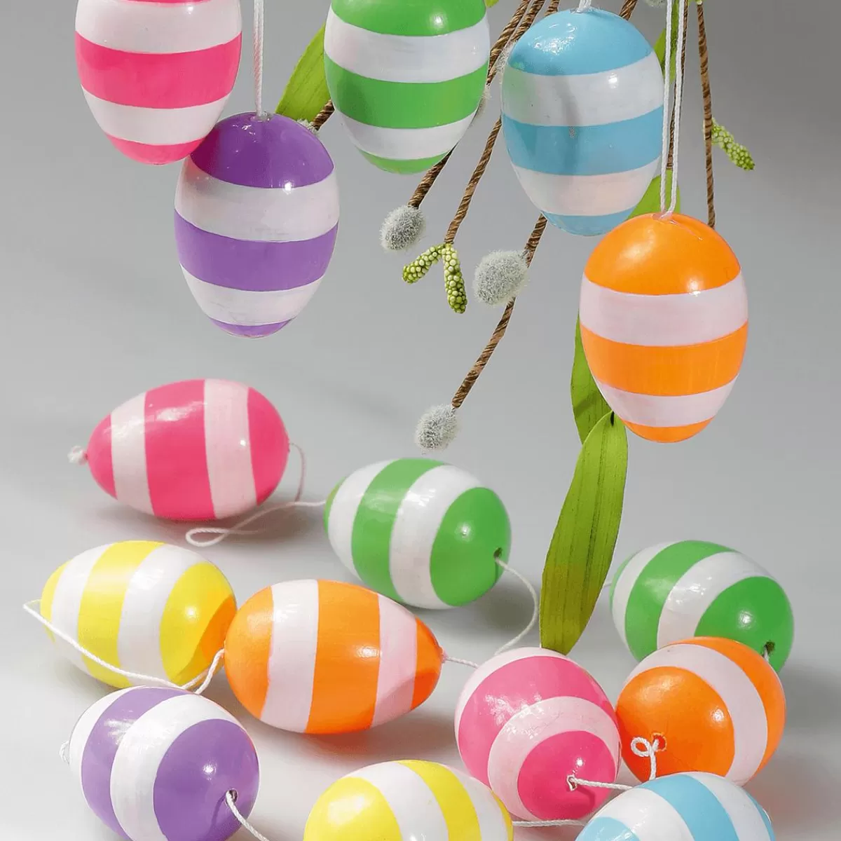 DecoWoerner Decorative Easter Eggs 6 Cm, Striped, 6 Pcs