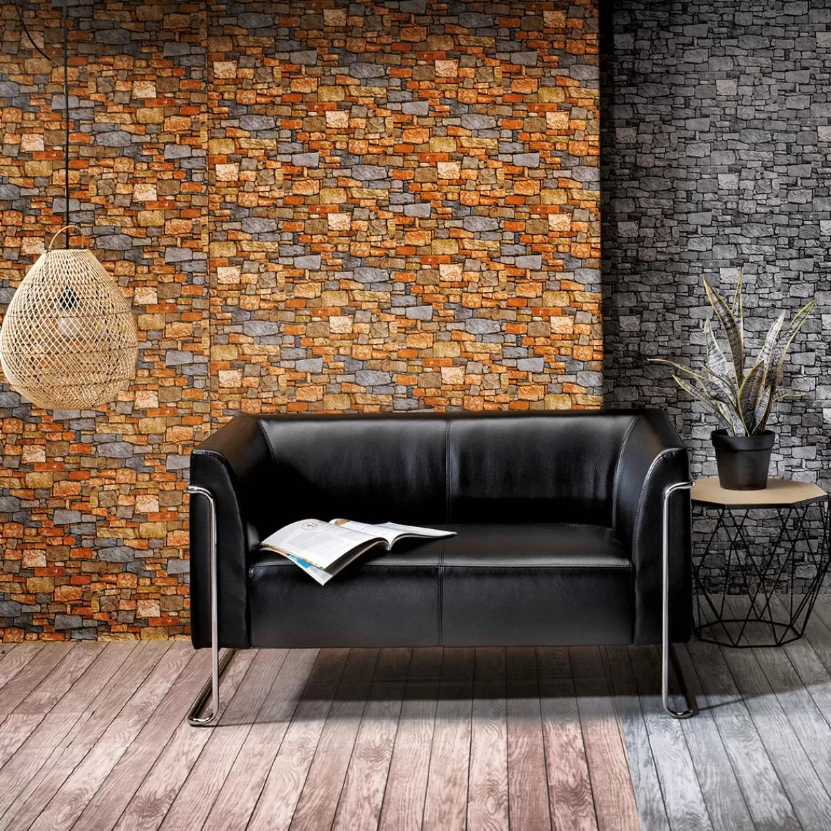 DecoWoerner Decorative Fabric "Boards Wall", Width 140 Cm,