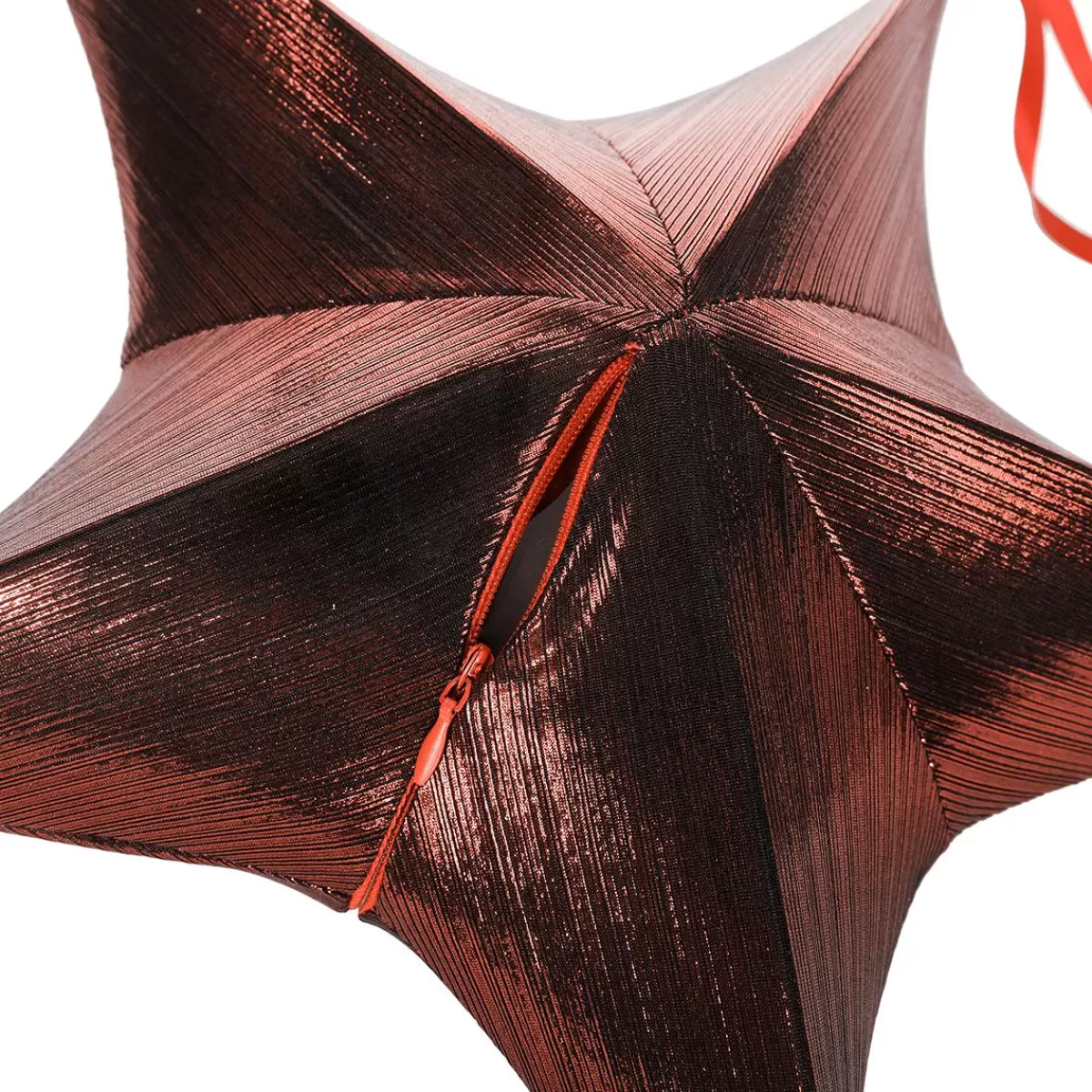DecoWoerner Decorative Fabric Folding Star, Metallic Copper, With Zip