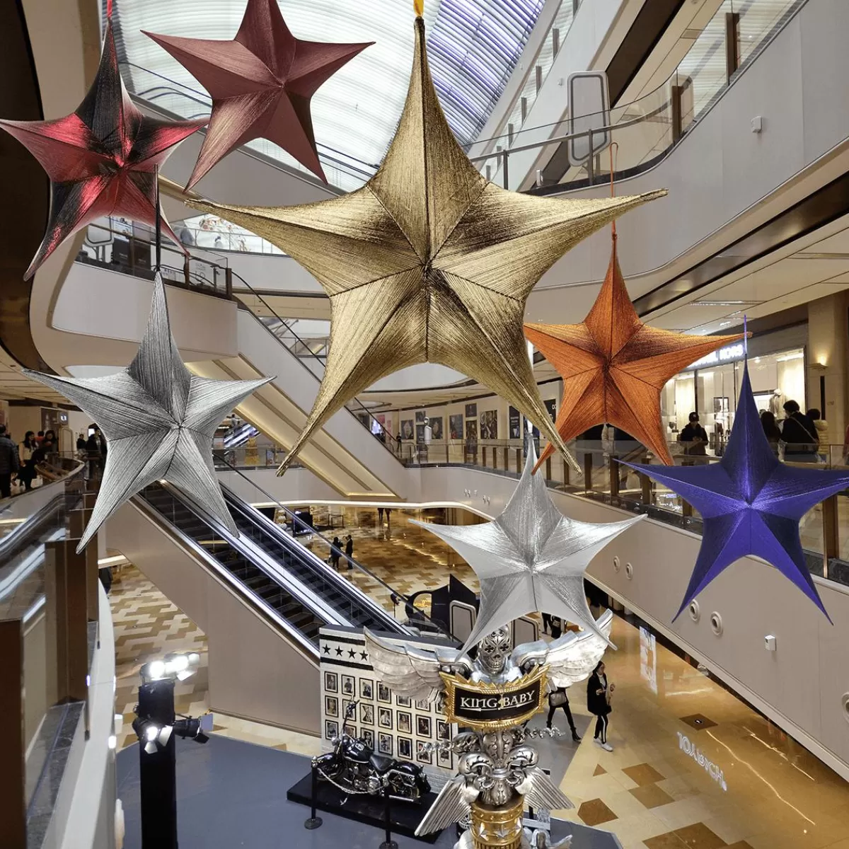 DecoWoerner Decorative Fabric Folding Star, Metallic Copper, With Zip