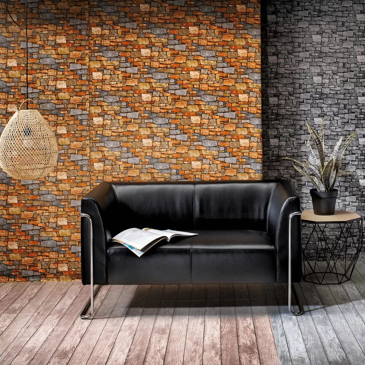 DecoWoerner Decorative Fabric "Stone Wall", Width 140 Cm