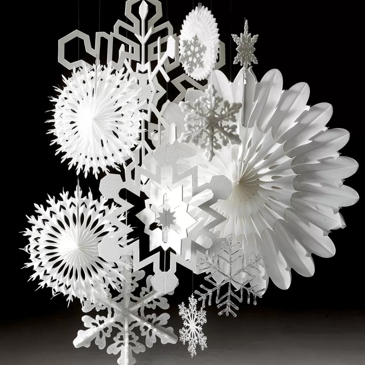 DecoWoerner Decorative Fan 50cmØ Paper B1 Snowflake