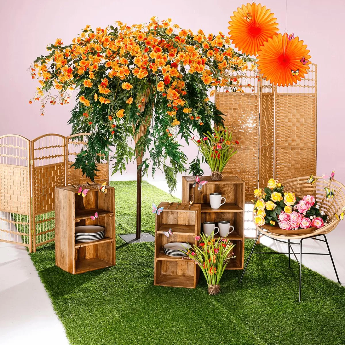 DecoWoerner Decorative Grass Bundle Flower Mix Colourful 45 Cm