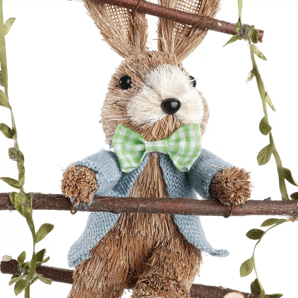 DecoWoerner Decorative Hanger "Bunnies On Wooden Ladder", 120 Cm Long