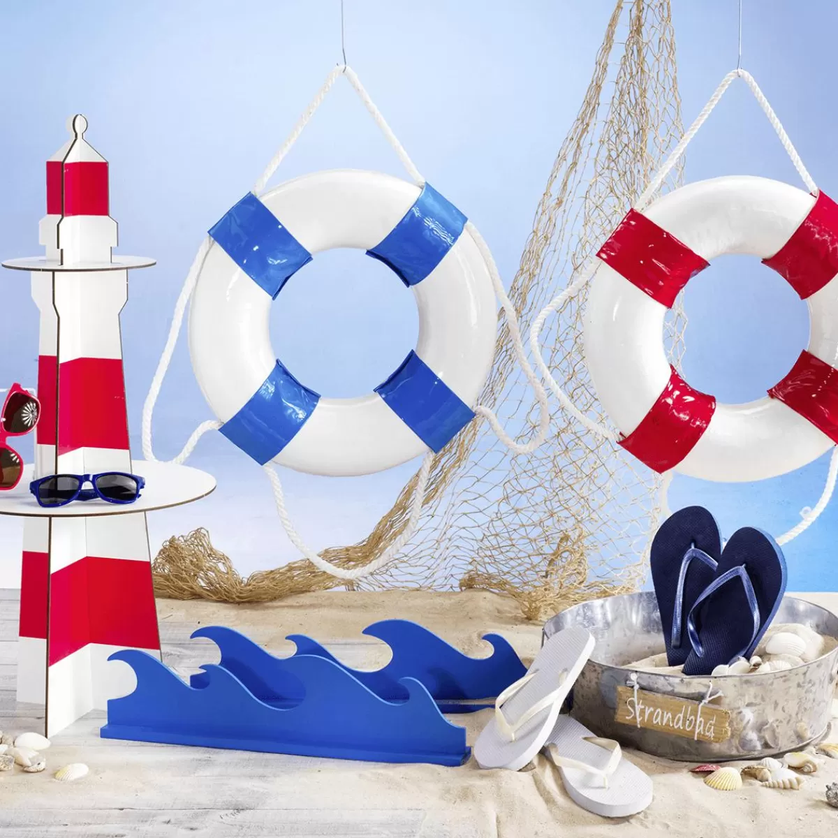 DecoWoerner Decorative Lighthouse Made Of Wood, Height 80 Cm