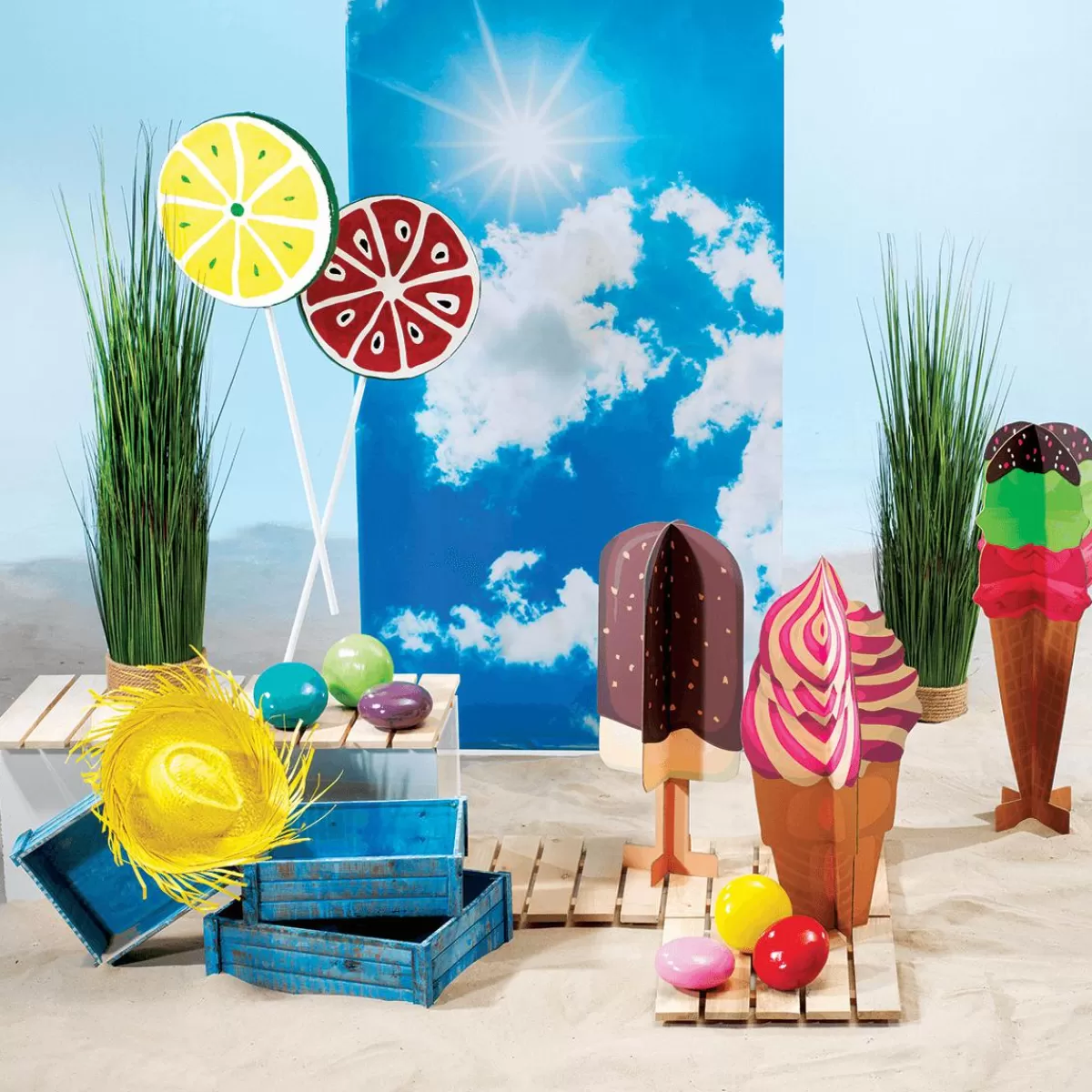 DecoWoerner Decorative Presenter Waffle Ice Cream, Height 90 Cm