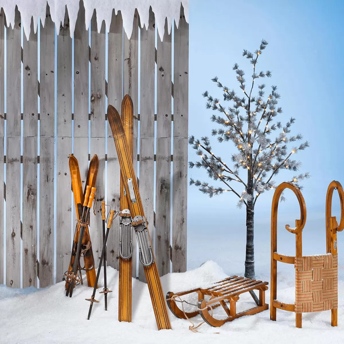 DecoWoerner Decorative Skis Made Of Wood, Length 140 Cm