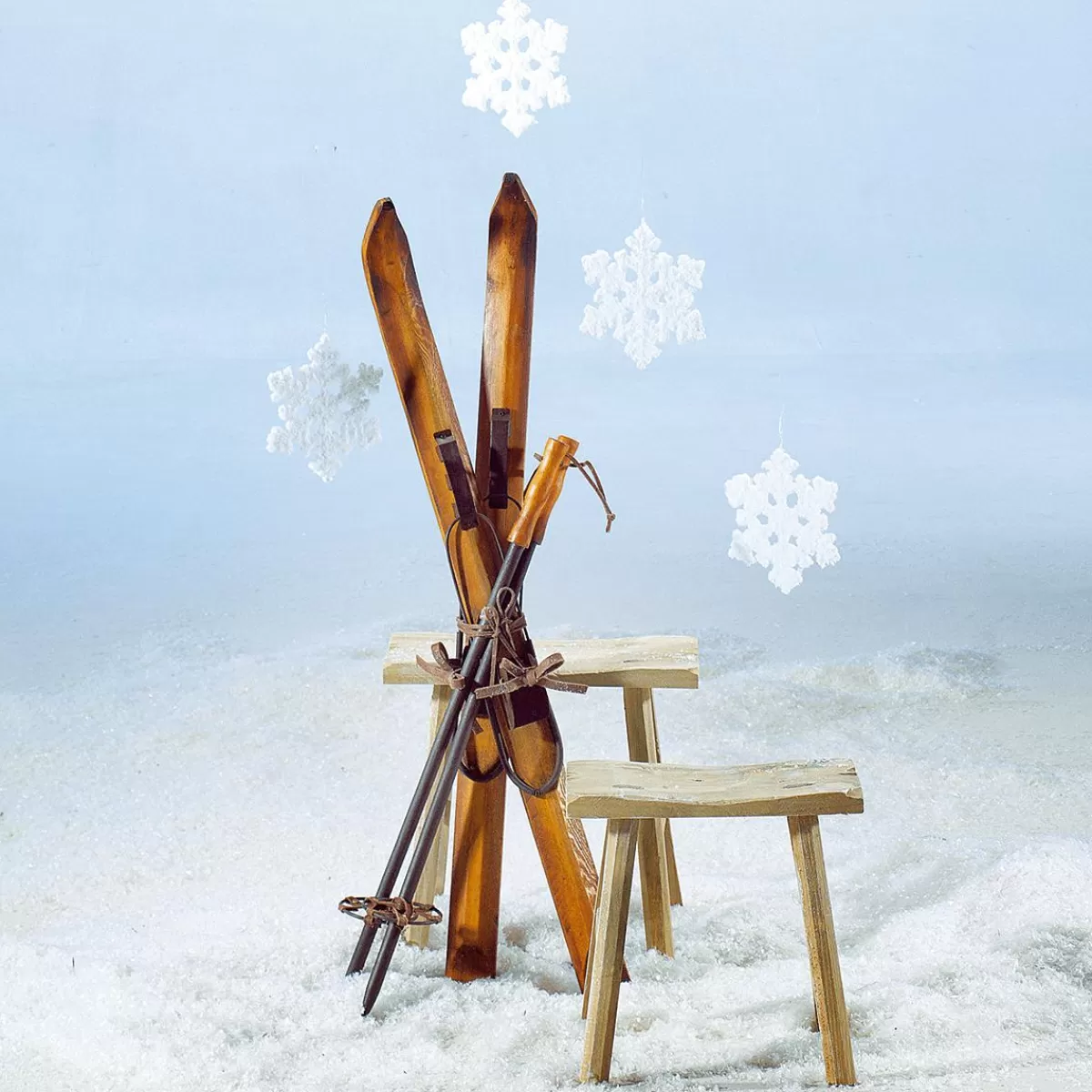 DecoWoerner Decorative Skis Made Of Wood, Length 90 Cm
