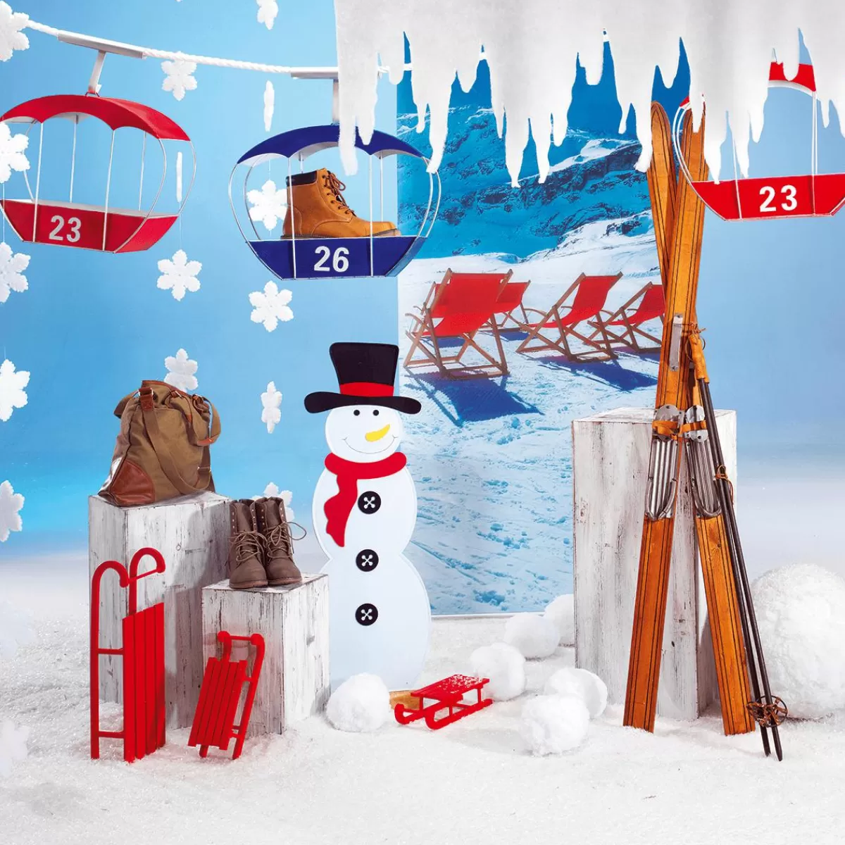 DecoWoerner Decorative Skis Made Of Wood, Length 90 Cm