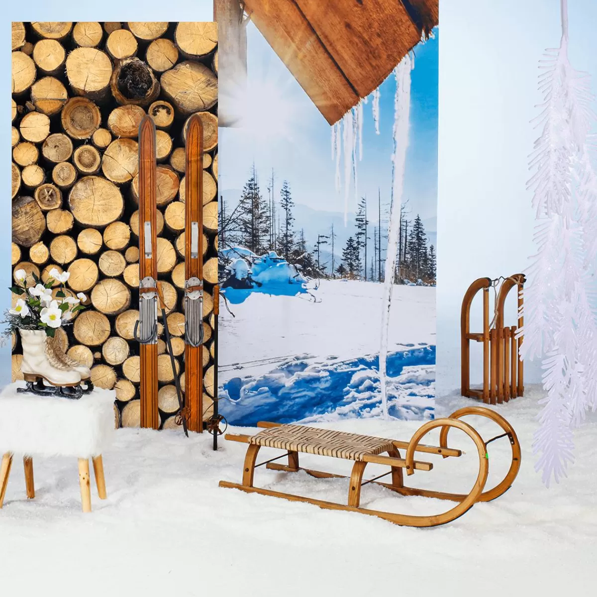 DecoWoerner Decorative Skis Made Of Wood, Length 90 Cm
