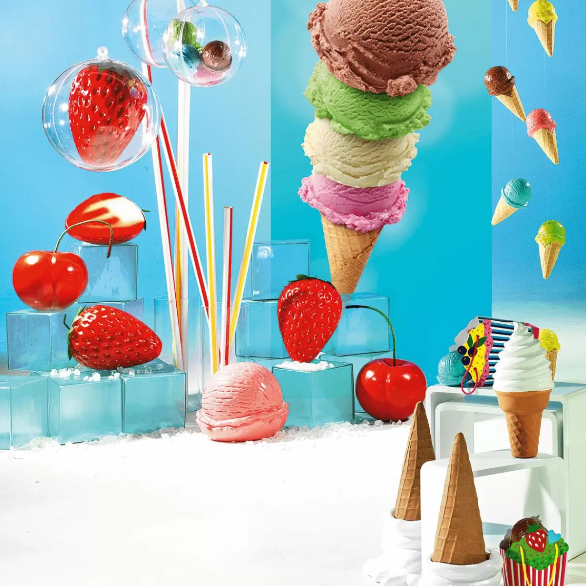 DecoWoerner Decorative String Waffle Ice Food Replica 220 Cm