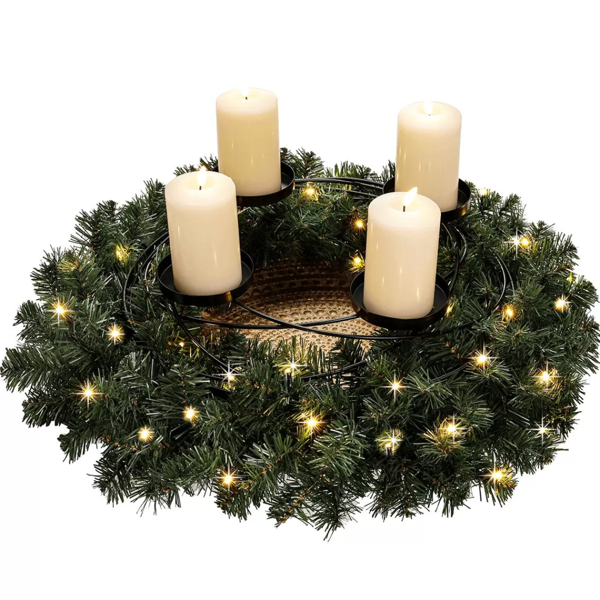 DecoWoerner Decorative Wooden Bowl Gold Lacquered Ø 49 Cm With Ornaments