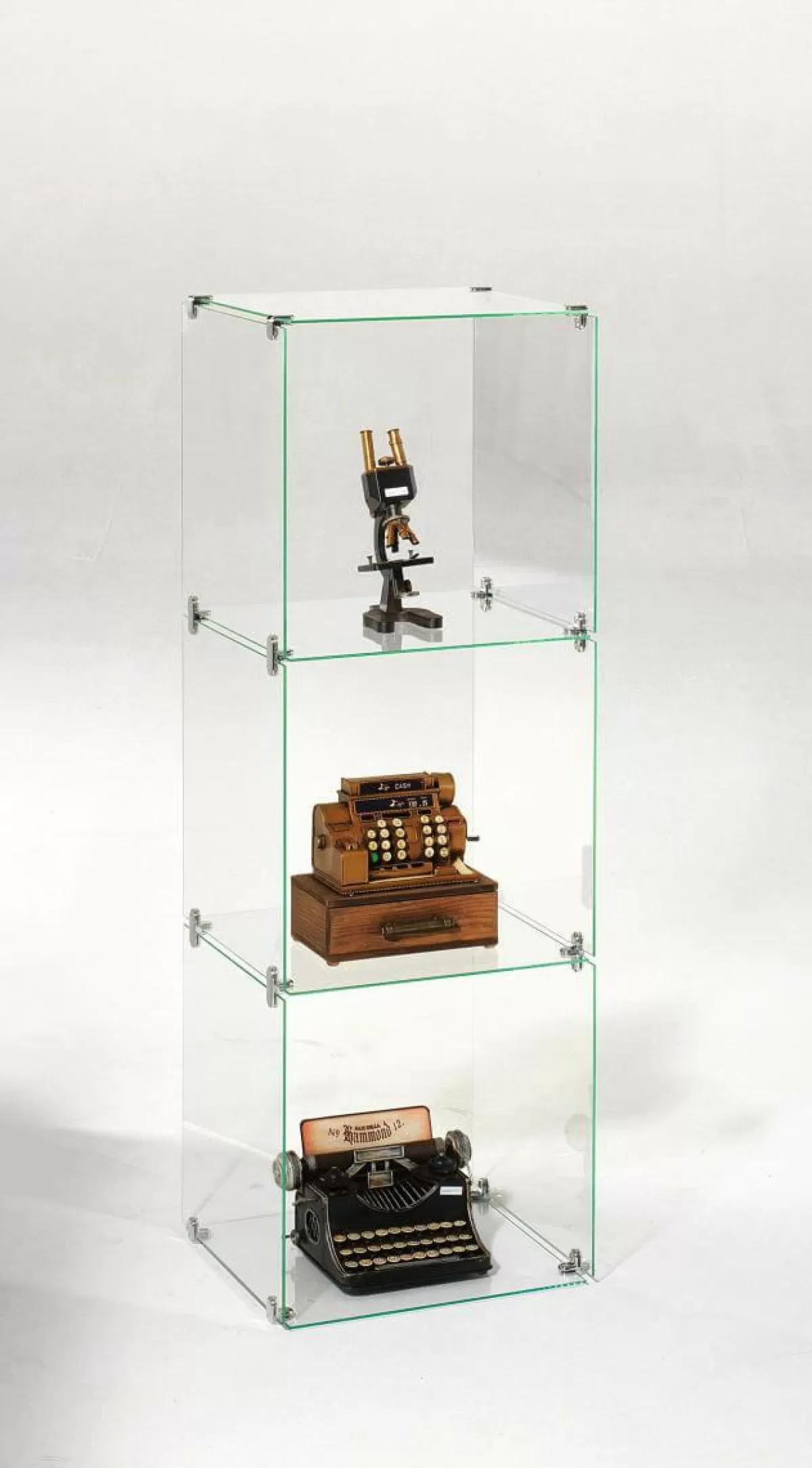 DecoWoerner DIY Cube Showcase Made Of Glass, Without Back Walls, Height 124 Cm