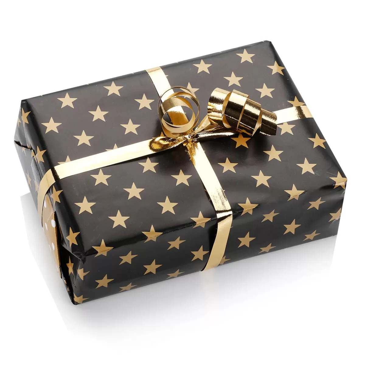 DecoWoerner Double Sided Christmas Gift Wrapping Paper In Black & With Stars & Dots - 50m Gift Wrapping Paper Roll