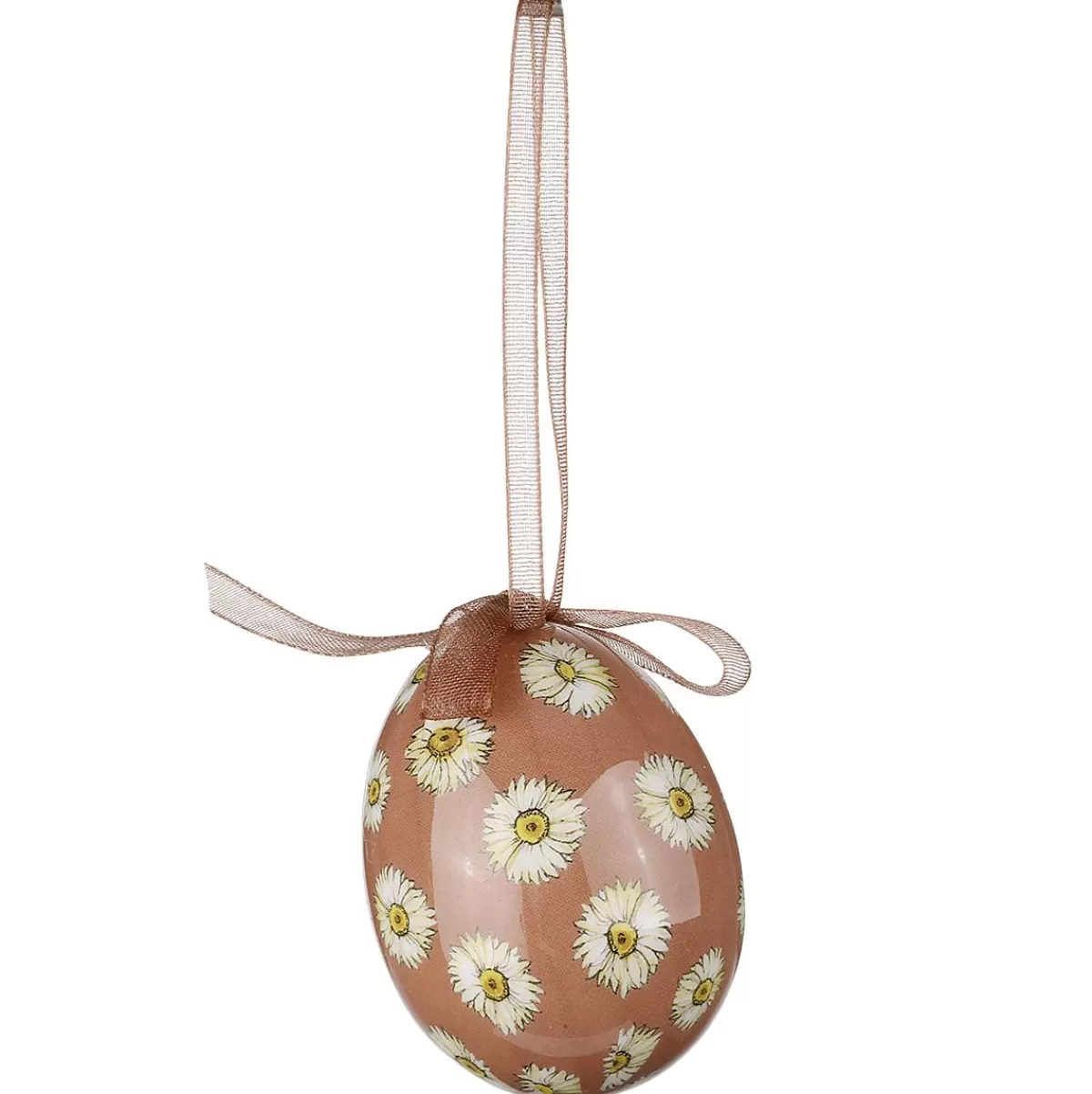 DecoWoerner Easter Egg Set, 5cm & Brown With Flower Pattern & Bow 8pcs.