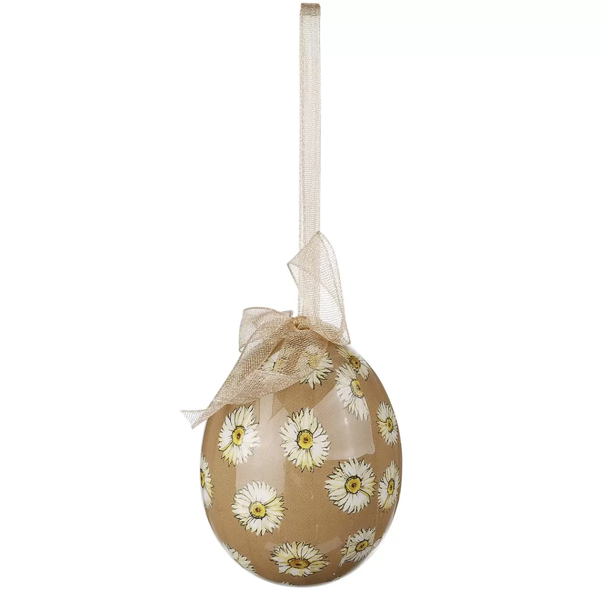 DecoWoerner Easter Egg Set, 5cm & Brown With Flower Pattern & Bow 8pcs.