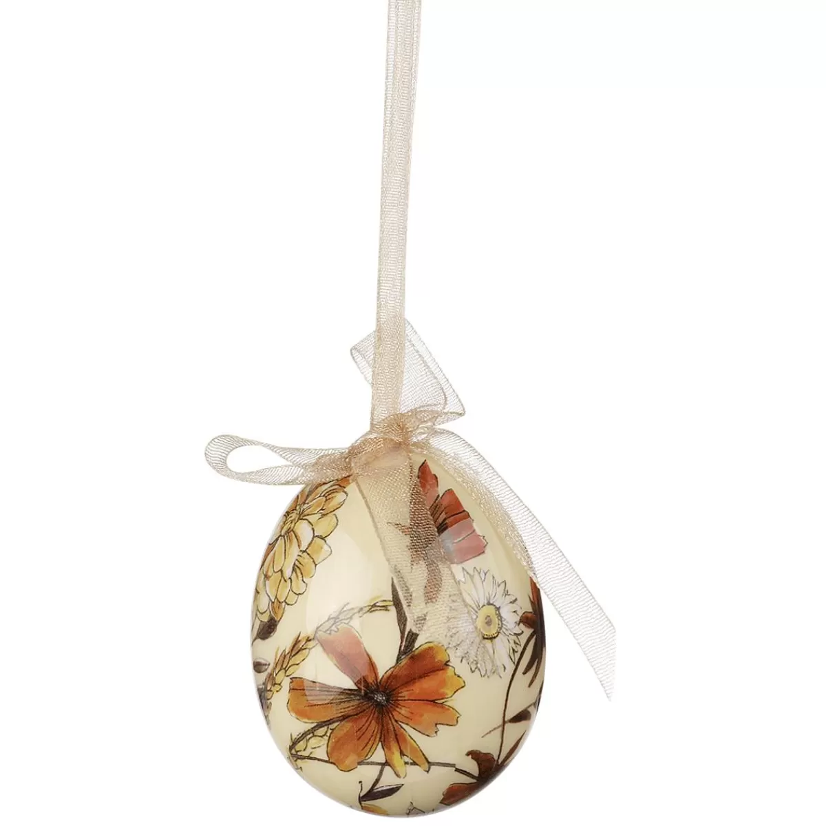 DecoWoerner Easter Egg Set, 5cm & Brown With Flower Pattern & Bow 8pcs.