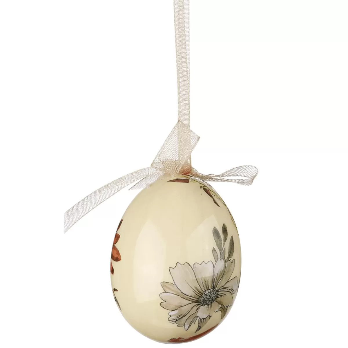 DecoWoerner Easter Egg Set, 5cm & Brown With Flower Pattern & Bow 8pcs.