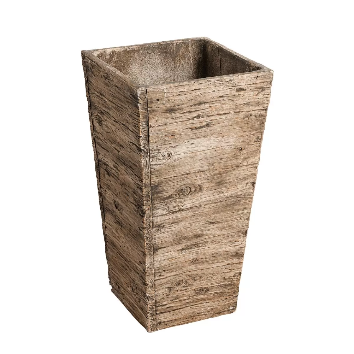 DecoWoerner Fibreglass Planter Set , Wood Look 50, 65, 75 Cm High