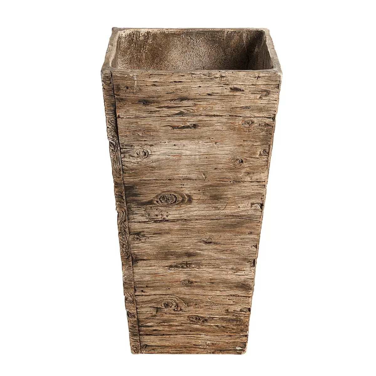 DecoWoerner Fibreglass Planter Set , Wood Look 50, 65, 75 Cm High