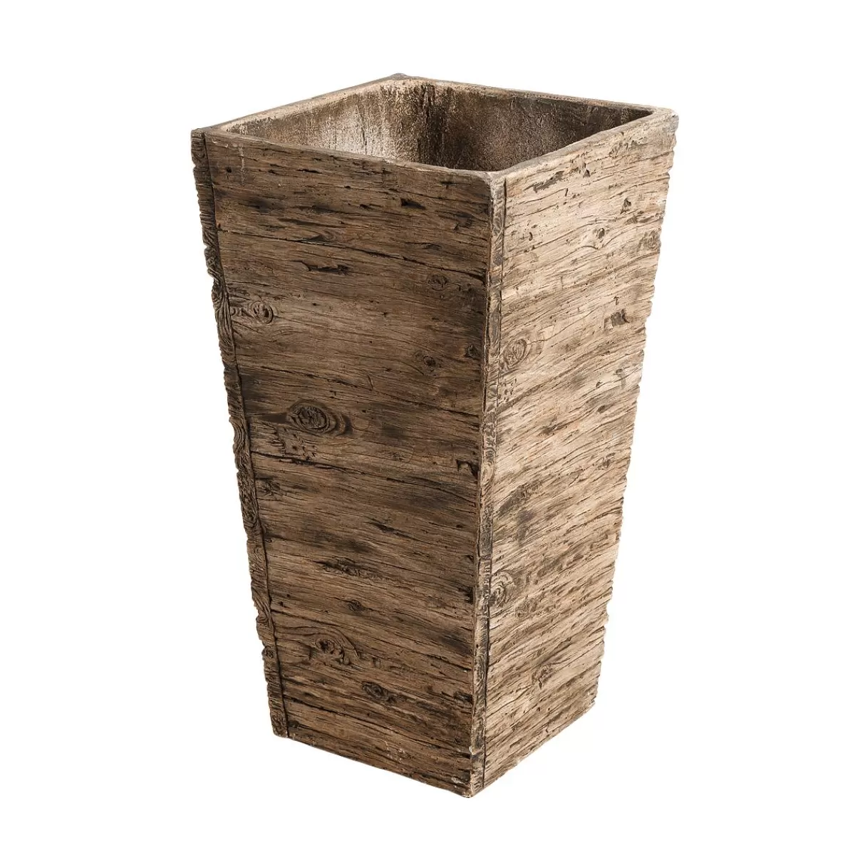 DecoWoerner Fibreglass Planter Set , Wood Look 50, 65, 75 Cm High