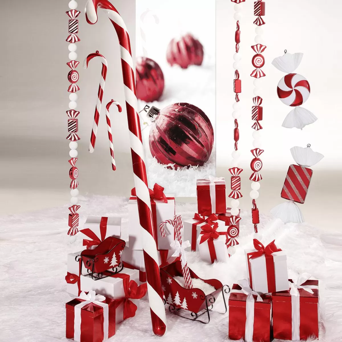 DecoWoerner Flame Retardant Fabric Banner " Christmas Balls In The Snow" Flag Fabric 75 X 180 Cm